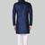 Navy blue solid suede velvet sherwani for men