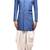 Blue embroidered teri rayon sherwani for men