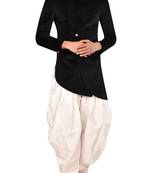 Black embroidered suede velvet sherwani for men