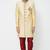 Fawn yellow hand embroidered art silk sherwani for men