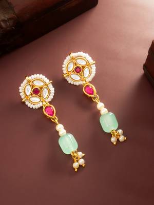 Mint green long drop earrings 1