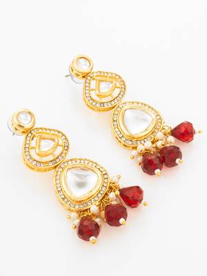 Red bead kundan choker necklace set 3