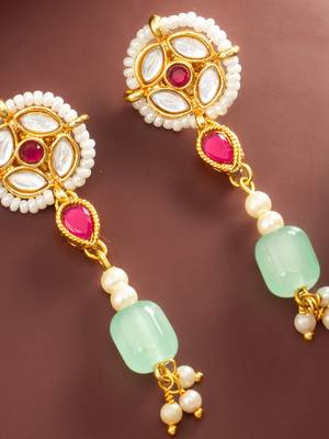 Mint green long drop earrings 2