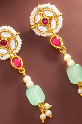 Mint green long drop earrings