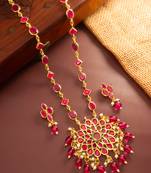 Ruby stone floral necklace earring set