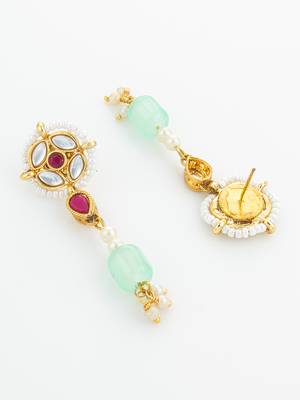Mint green long drop earrings 3