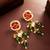 Green bead kundan drop earrings