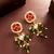 Green bead kundan drop earrings