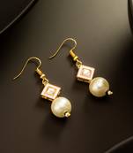 Pink pearl square drop earrings