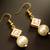 Pink pearl square drop earrings