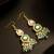 Green enamel pearl chandelier earrings