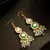 Green enamel pearl chandelier earrings