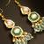 Green enamel pearl chandelier earrings