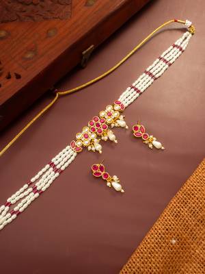 Multi strand pearl necklace earring set 1