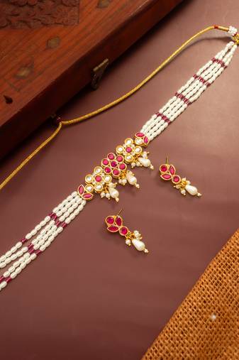 Multi strand pearl necklace earring set