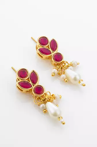 Multi strand pearl necklace earring set