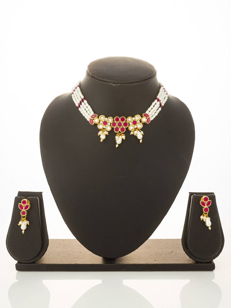 Multi strand pearl necklace earring set