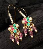 Pink green stone drop earrings