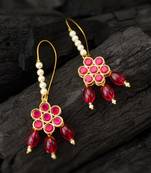 Pink floral bead drop earrings