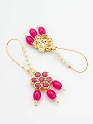 Pink floral bead drop earrings 3