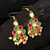 Pink green kundan cluster earrings
