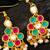Pink green kundan cluster earrings