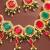 Red green stone kundan choker set