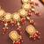 Peach stone red bead choker set
