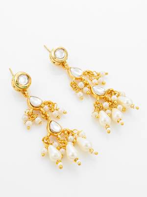 Floral kundan pendant long necklace set 3