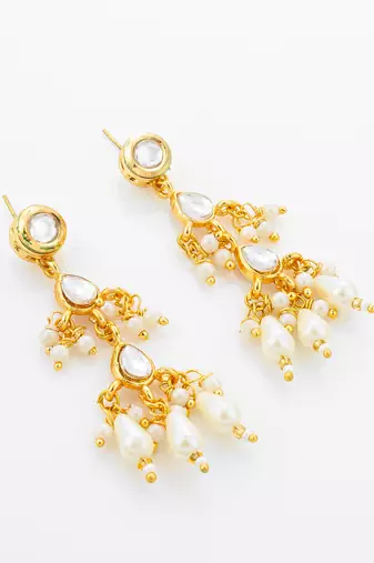 Floral kundan pendant long necklace set