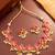 Pink floral pearl necklace earring set