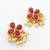 Pink floral pearl necklace earring set