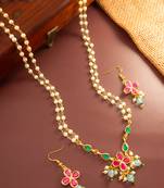 Double layer pearl pendant necklace set