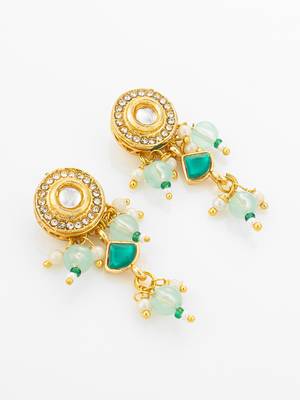 Green stone pendant necklace earring set 3
