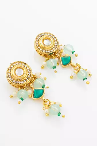 Green stone pendant necklace earring set