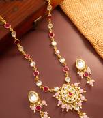 Ruby kundan pendant necklace earring set