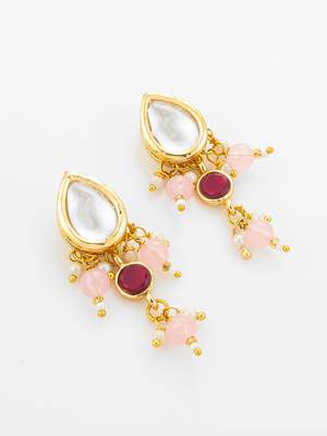 Ruby kundan pendant necklace earring set 3