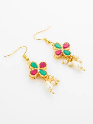 Pearl floral pendant necklace earring set 3