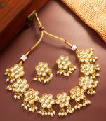 White kundan pearl choker necklace set