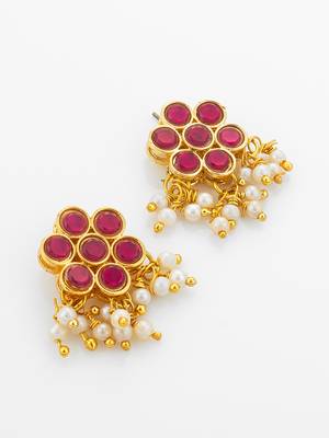 Pink floral kundan necklace earring set 3