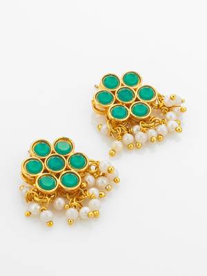 Green floral kundan necklace earring set 3