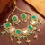 Green white stone necklace earring set