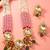 Pink green kundan long necklace set