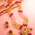Pink yellow bead kundan necklace set