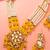 Yellow pearl kundan long necklace set