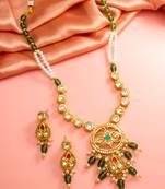 Green meenakari kundan necklace earring set