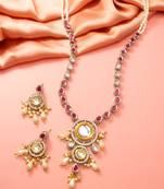 Silver ruby kundan necklace earring set