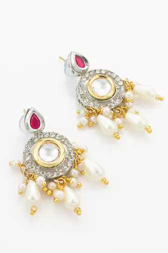 Silver ruby kundan necklace earring set