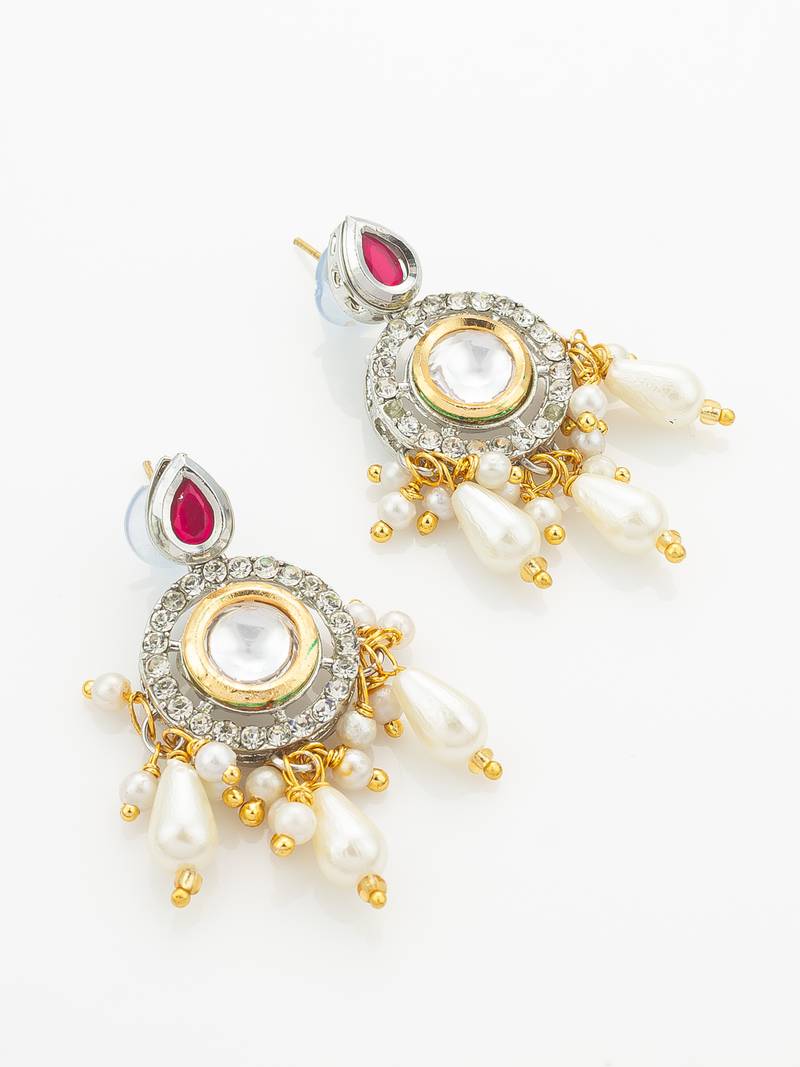 Silver ruby kundan necklace earring set