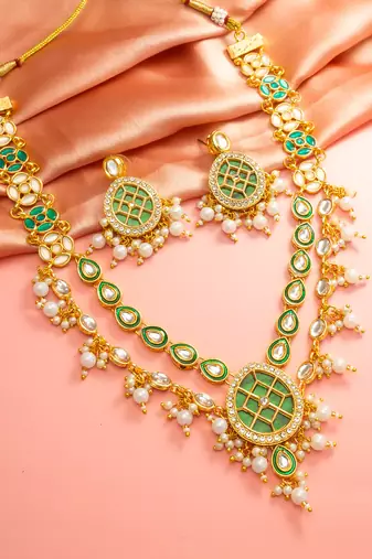 Double layer kundan choker necklace set